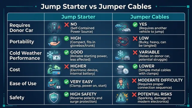 Jump Starter vs. Traditional Jumper Cables Which Works Better