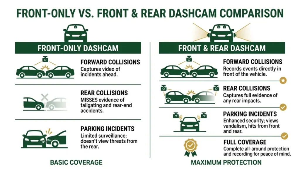 Front-Only vs. Front-and-Rear Dashcam Which Protects Your Insurance More