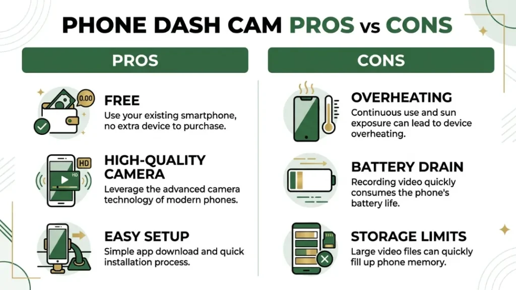 What Are the Pros and Cons of Using a Phone as a Dash Cam