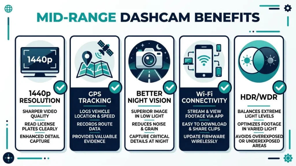 What Does a Mid-Range Dashcam ($80–$200) Get You That Budget Cams Don’t