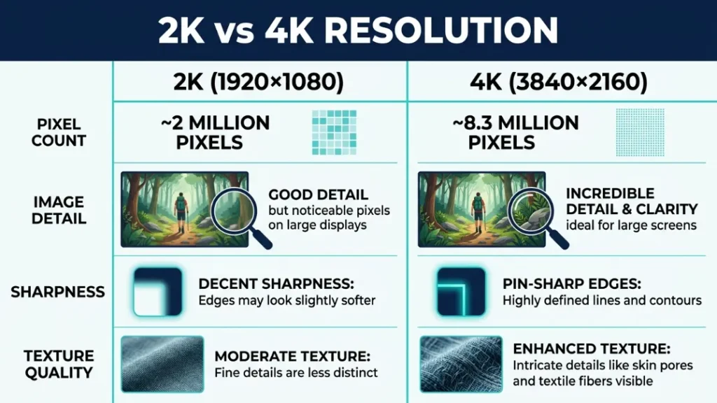 What Is the Real Difference Between 2K and 4K Resolution