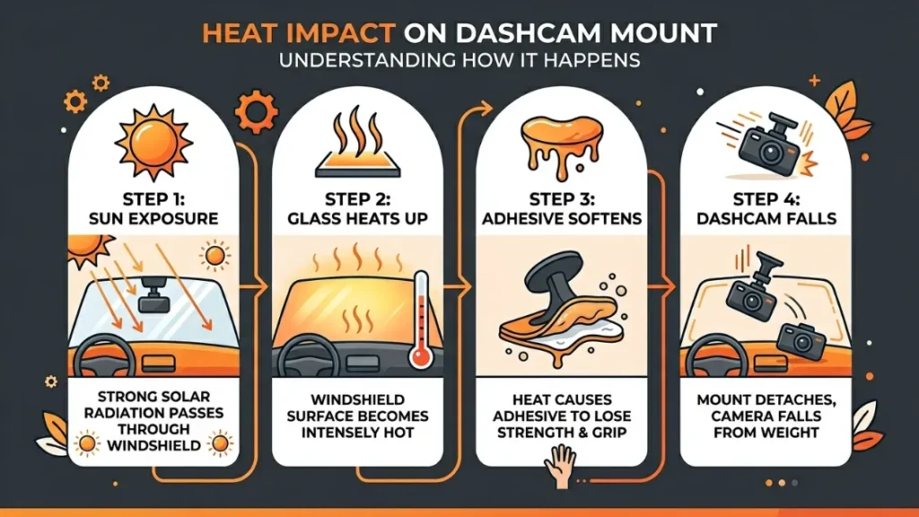 Why Direct Sunlight Zones on Your Windshield Will Kill Your Dashcam Mount