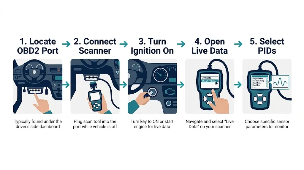 How to Read OBD2 Live Data With a Scanner